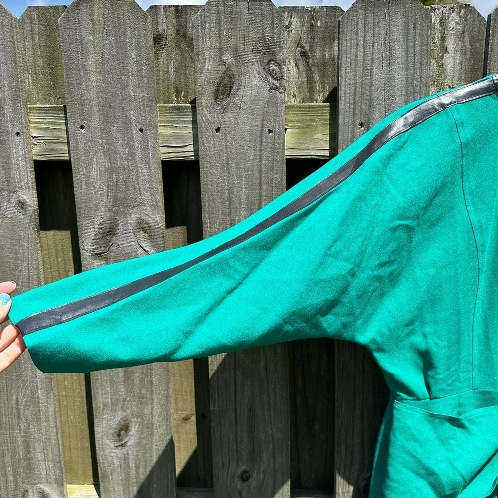 Vintage Mansfield London Green And Black Long Sleeve Dress US 14 UK 16 - Picture 7 of 9